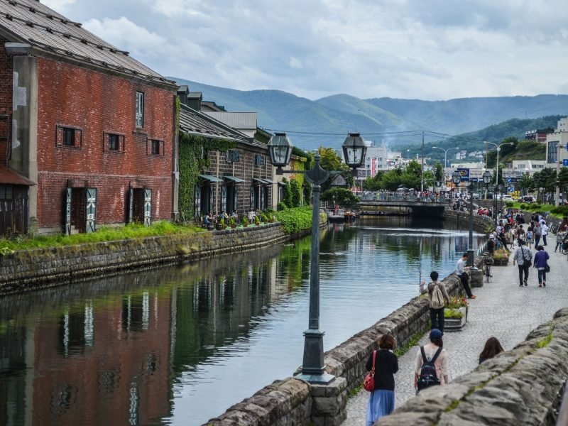 Otaru Canal is a tourist attraction in the port city of Otaru near Sapporo in Hokkaido. Old factories converted to shops and restaurants line the canal.